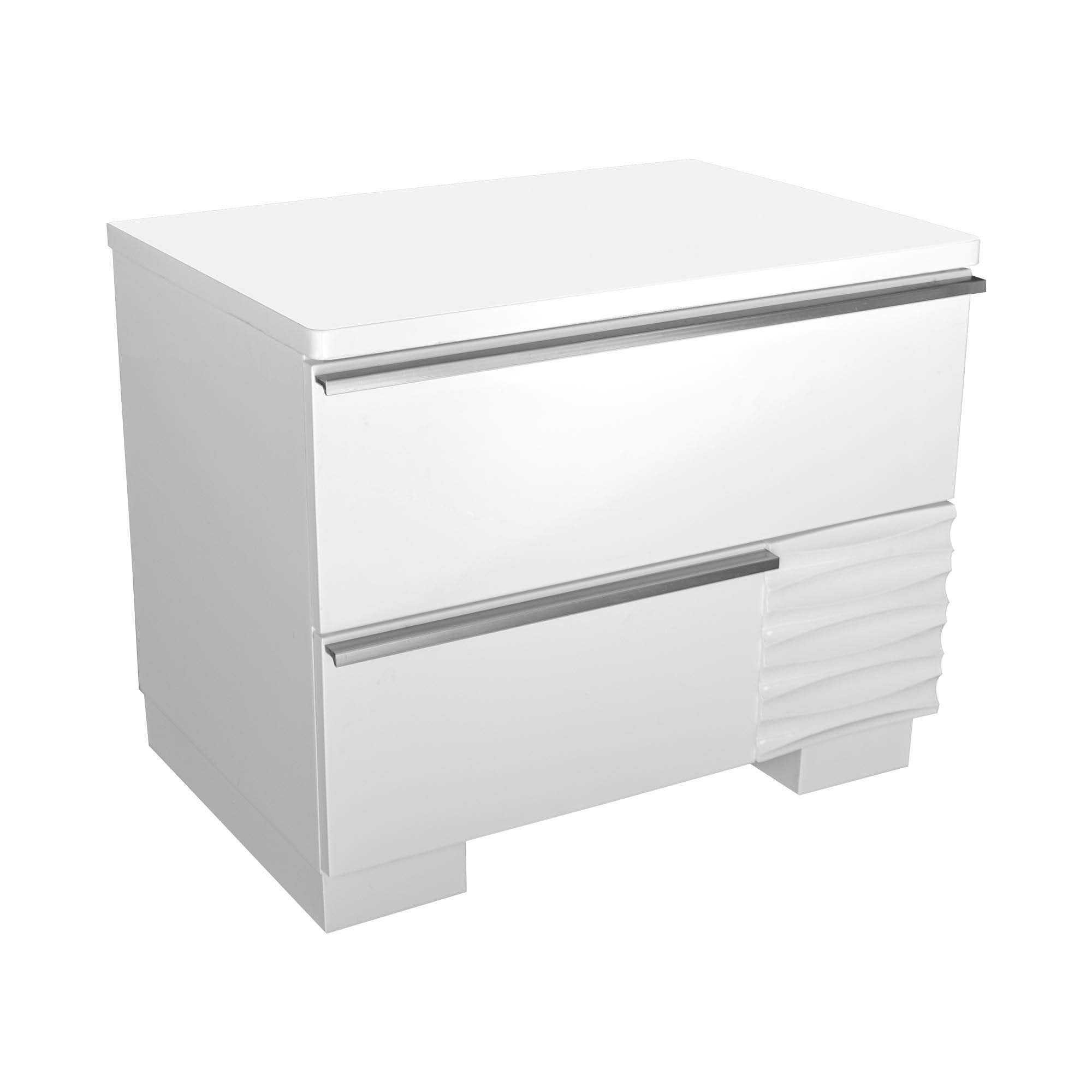 Best Master Athens 2-Drawer Poplar Wood Bedroom Nightstand In White Lacquer